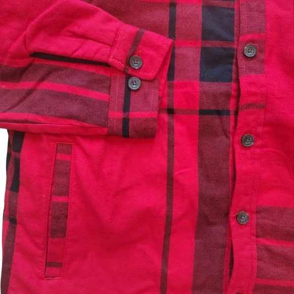 The North Face Campshire Sherpa Lined Flannel Shirt Jacket Red Black Plaid